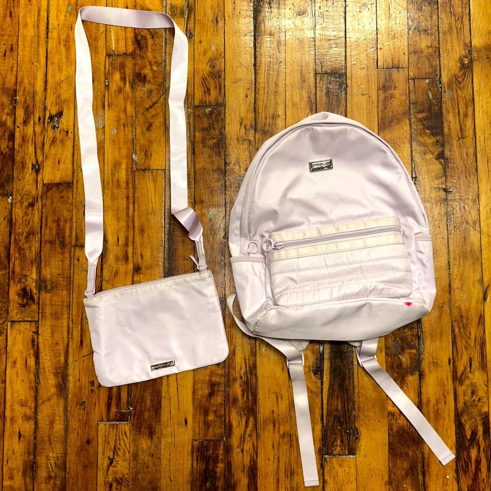 Madden Girl Lilac Nylon Backpack and Crossbody Set 2 Piece Tech School Travel